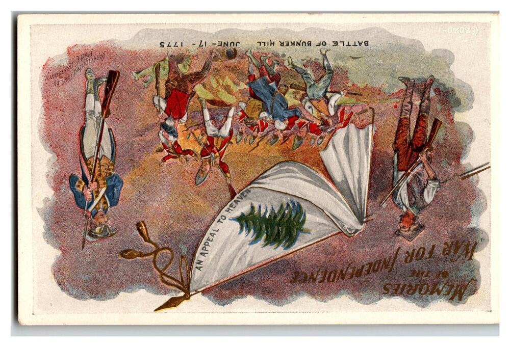 Bunker Hill Battle Postcard 1907 Embossed Pine Tree Flag American Revolution